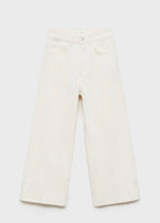 Wideleg Crop Coutures Jeans - Ecru