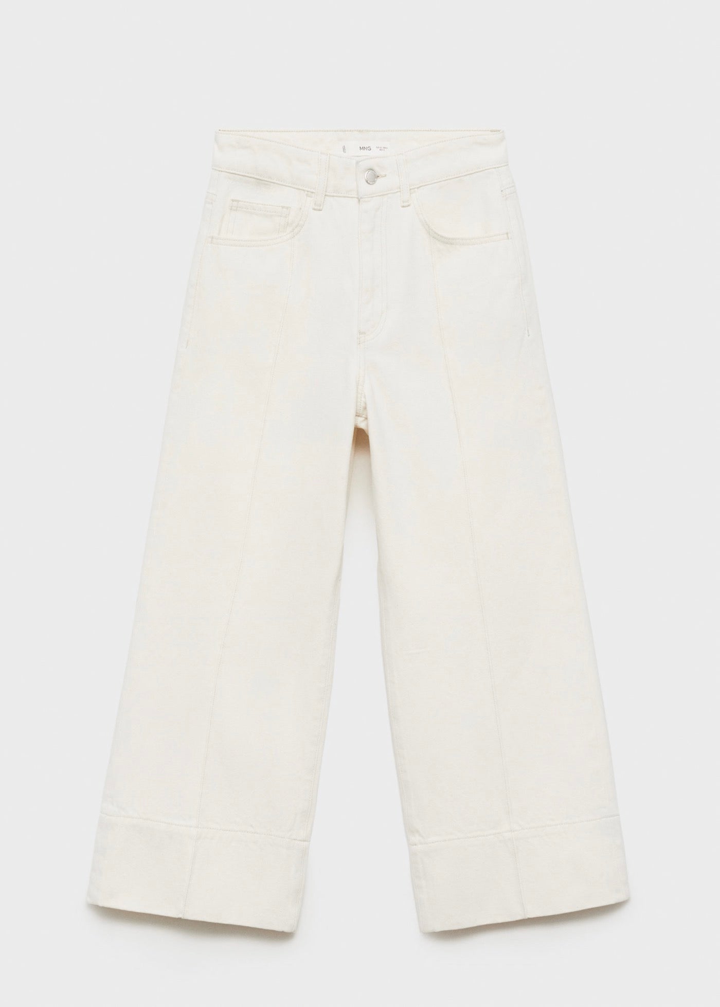 Wideleg Crop Coutures Jeans - Ecru