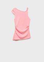 Asymmetrical Fine Mesh Top - Fuchsia
