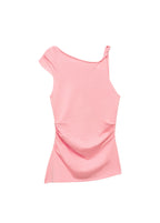 Asymmetrical Fine Mesh Top - Fuchsia