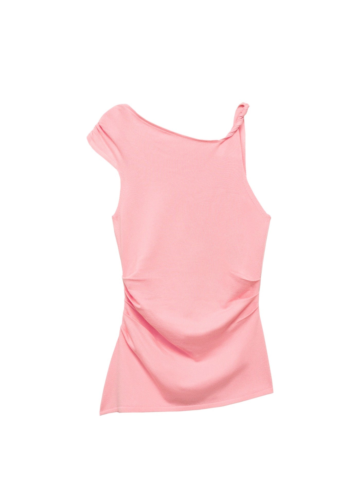 Asymmetrical Fine Mesh Top - Fuchsia