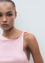 Asymmetrical Fine Mesh Top - Fuchsia