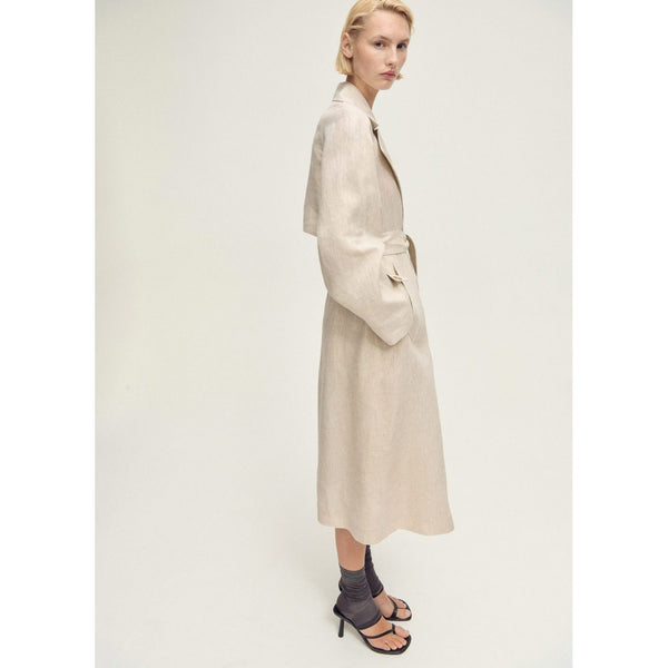 Trench-Coat En Lin À Revers Prononcés