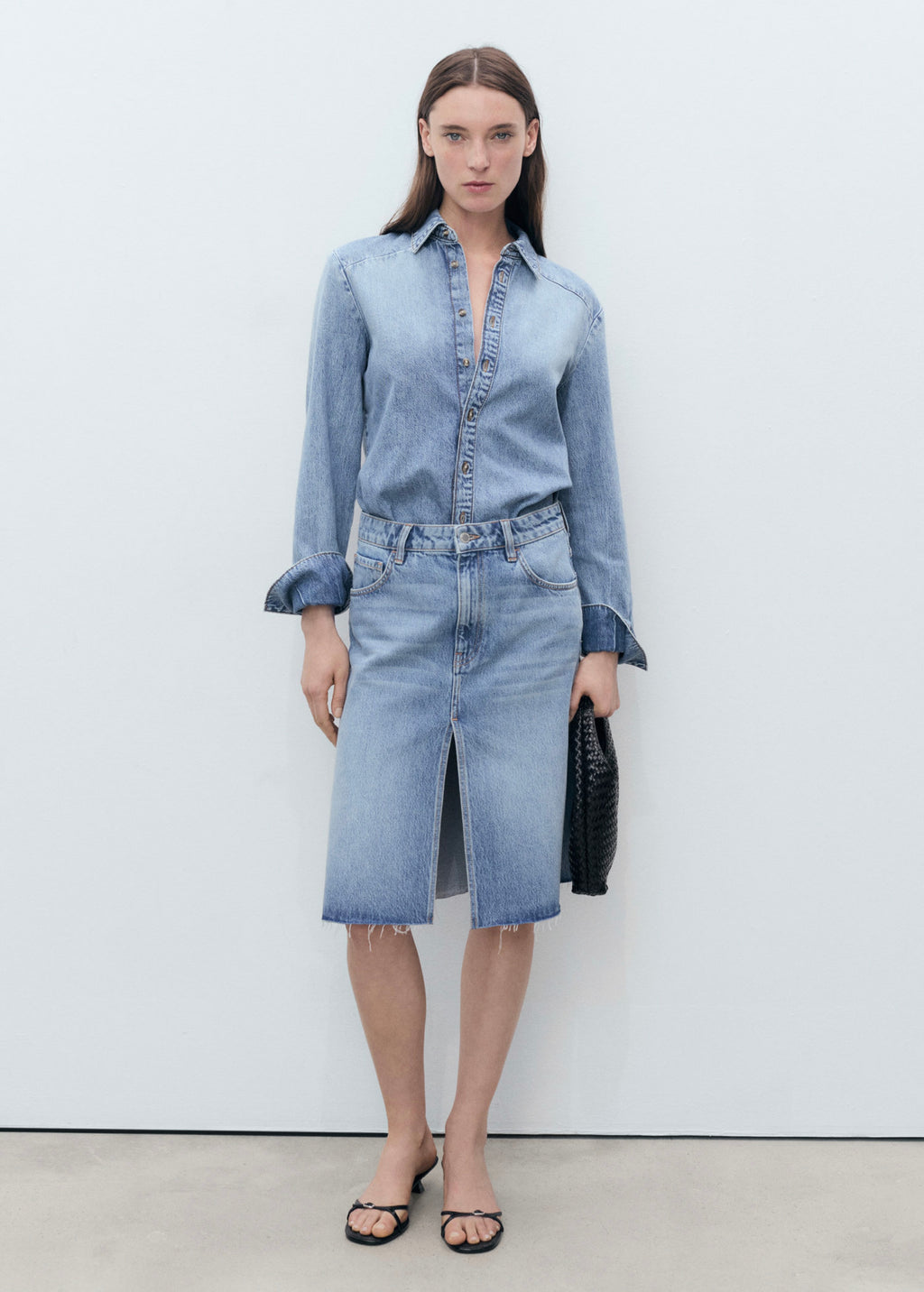 Denim Midi Skirt - Medium Blue