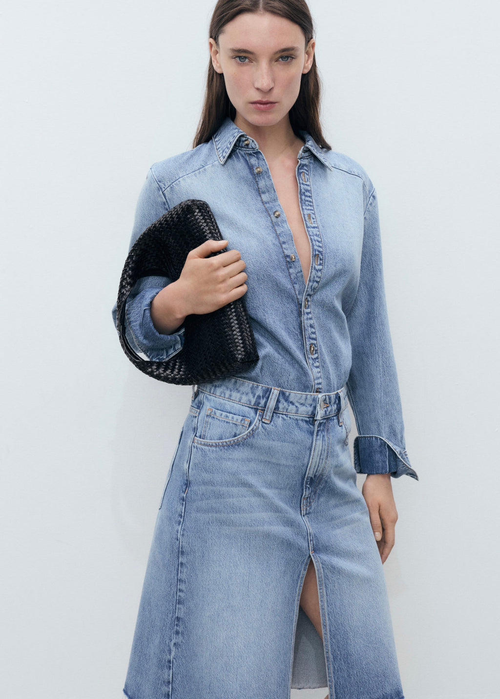Denim Midi Skirt - Medium Blue