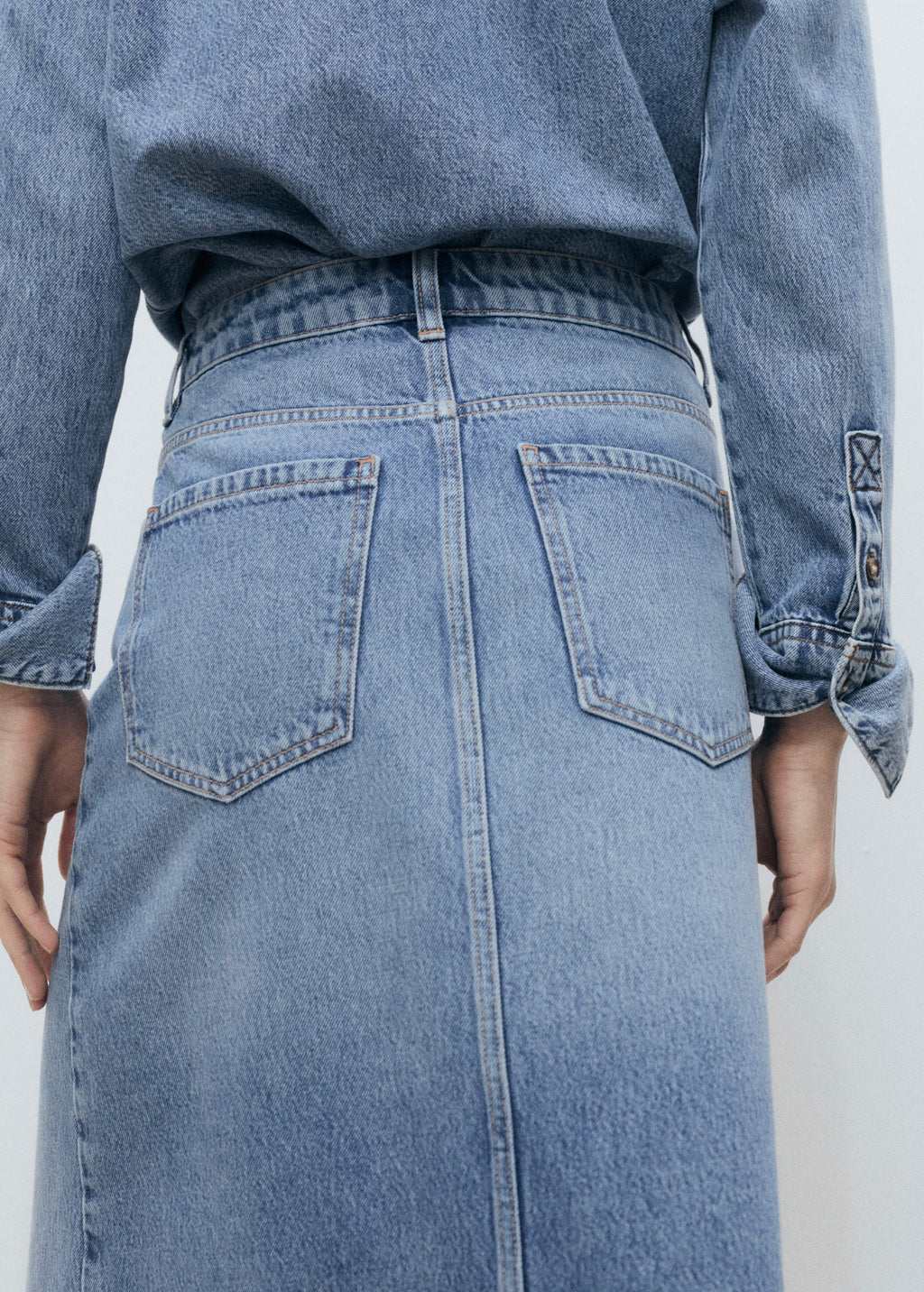 Denim Midi Skirt - Medium Blue