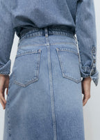 Denim Midi Skirt - Medium Blue