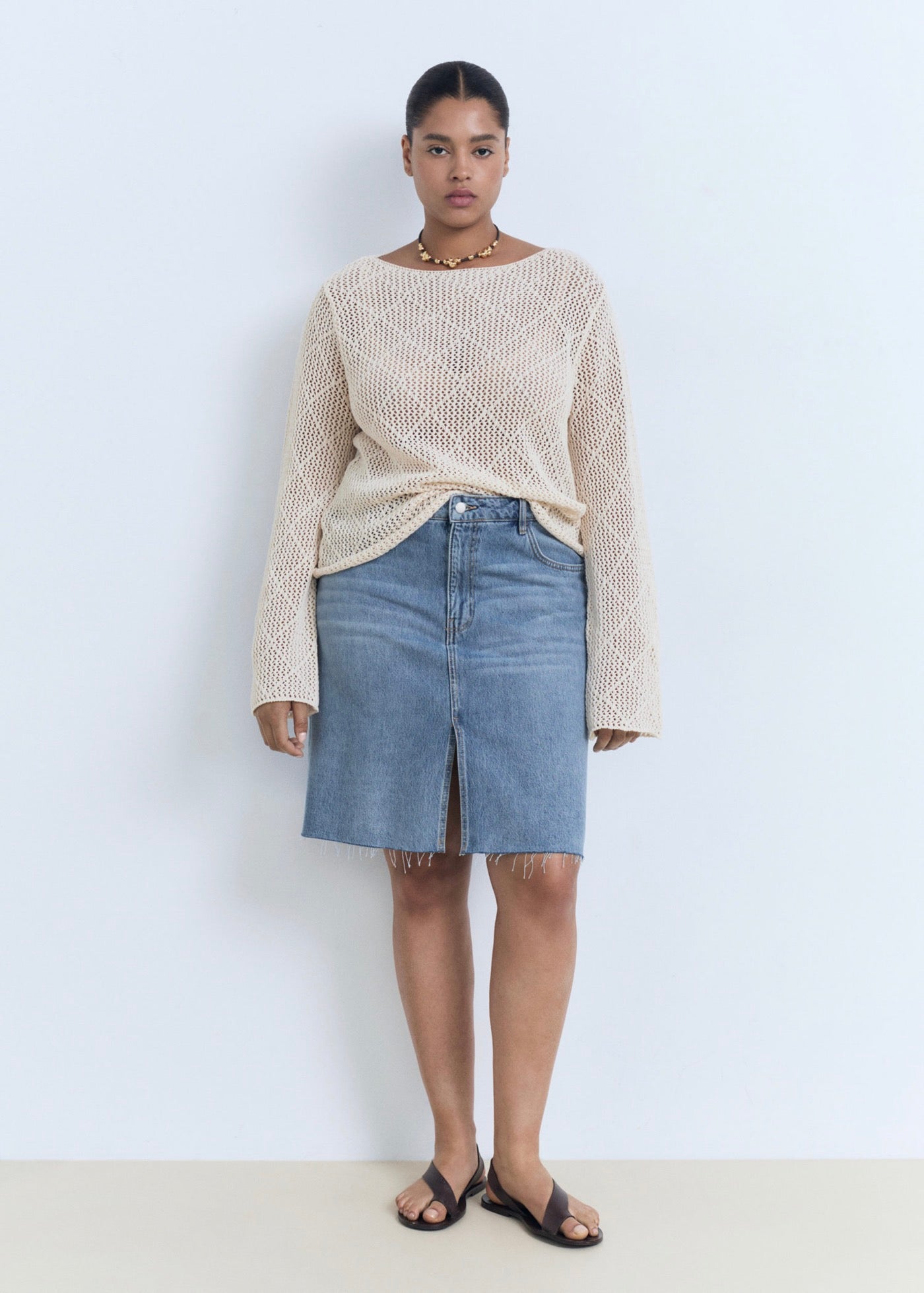 Denim Midi Skirt - Medium Blue