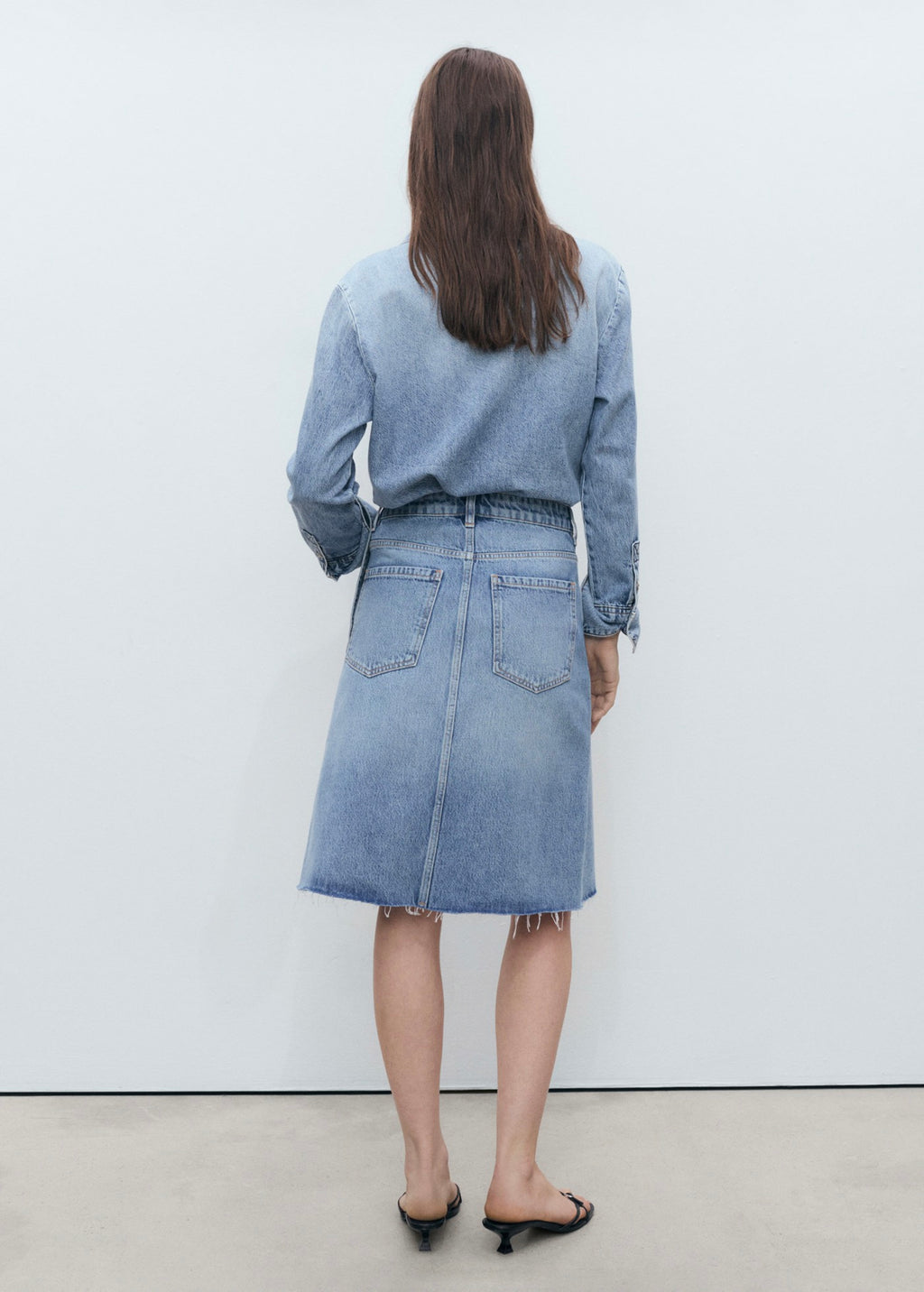 Denim Midi Skirt - Medium Blue