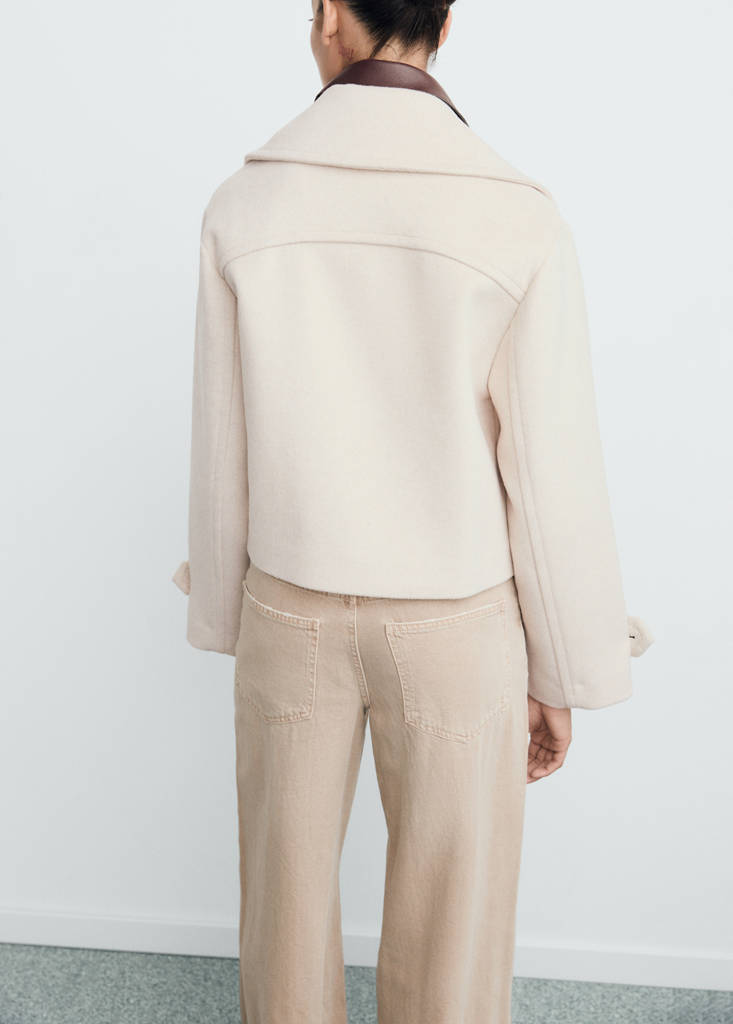Veste Laine Mélangée Revers Maxi
