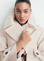 Veste Laine Mélangée Revers Maxi