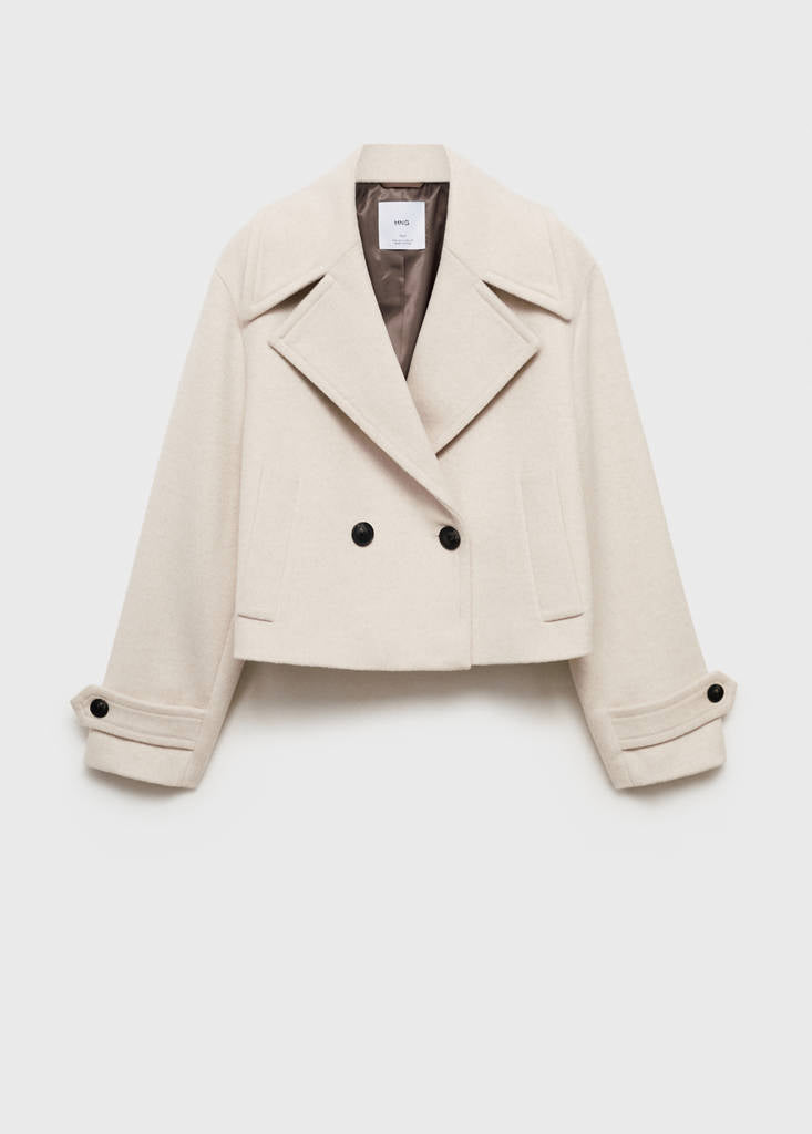 Veste Laine Mélangée Revers Maxi