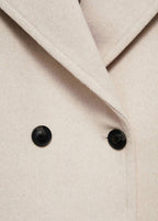 Veste Laine Mélangée Revers Maxi