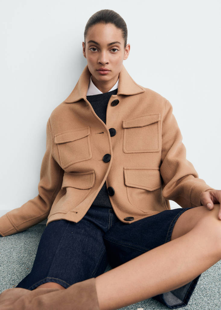 Veste Laine À Poches