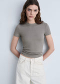 Short-Sleeve Fitted T-Shirt - Light/Pastel Brown