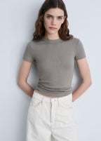 Short-Sleeve Fitted T-Shirt - Light/Pastel Brown