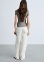 Short-Sleeve Fitted T-Shirt - Light/Pastel Brown