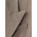 Wool Blend Suit Blazer - Medium Brown