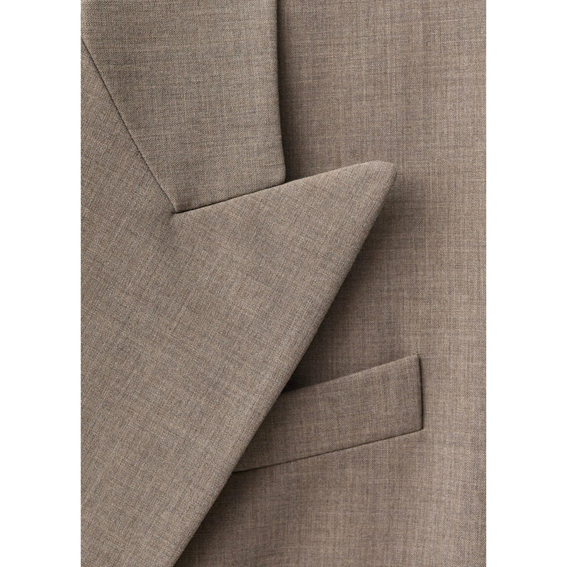 Wool Blend Suit Blazer - Medium Brown