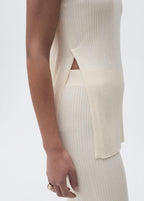 Pantalon Flare Maille Côtelée - Ecru