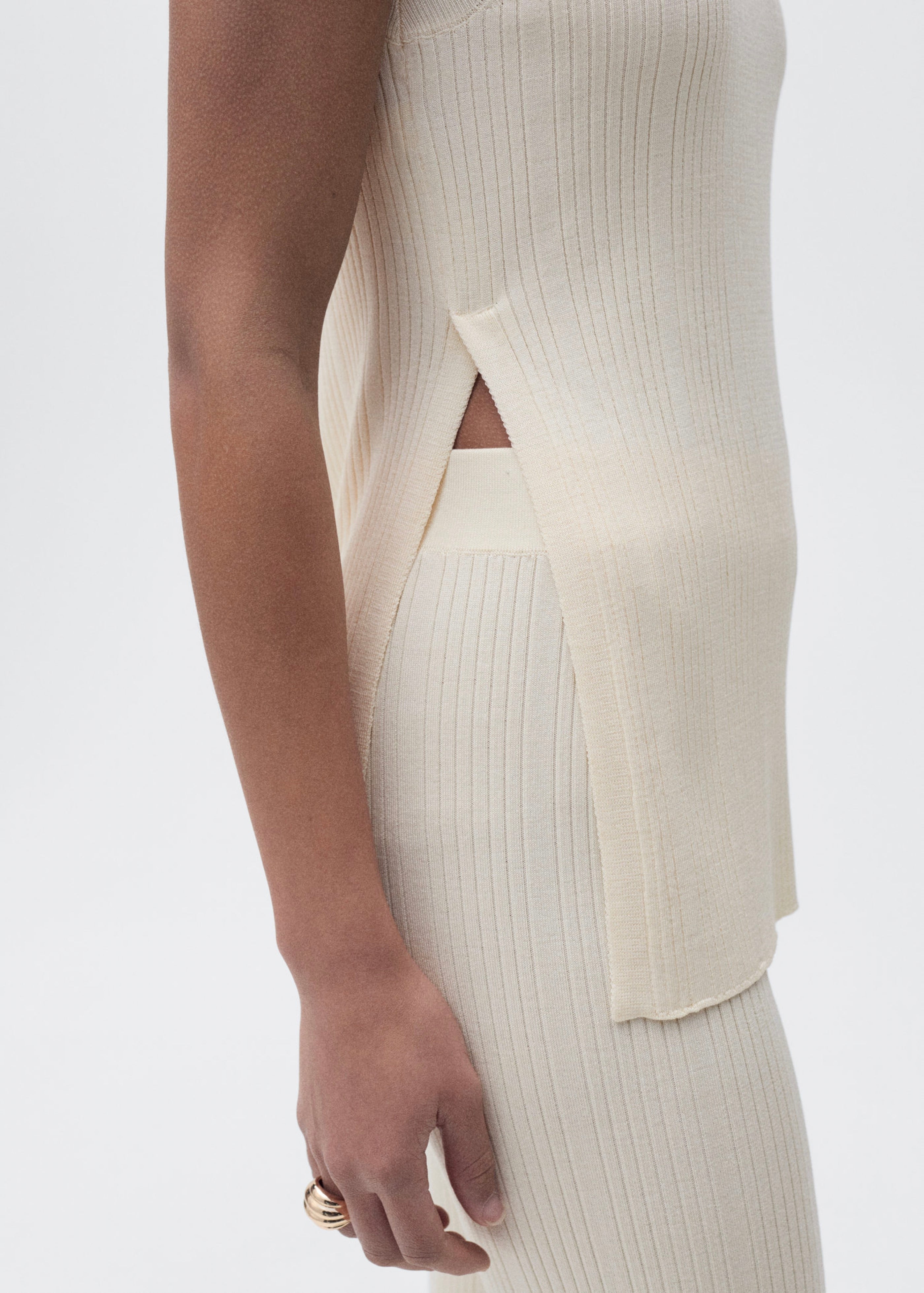Pantalon Flare Maille Côtelée - Ecru
