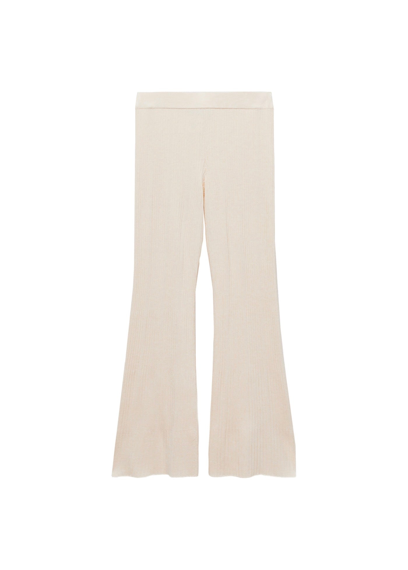 Pantalon Flare Maille Côtelée - Ecru
