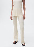 Pantalon Flare Maille Côtelée - Ecru