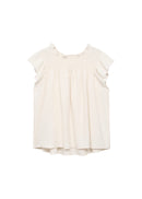 Chemisier À Volants En Lin Mélangé - Blanco Roto - Fille