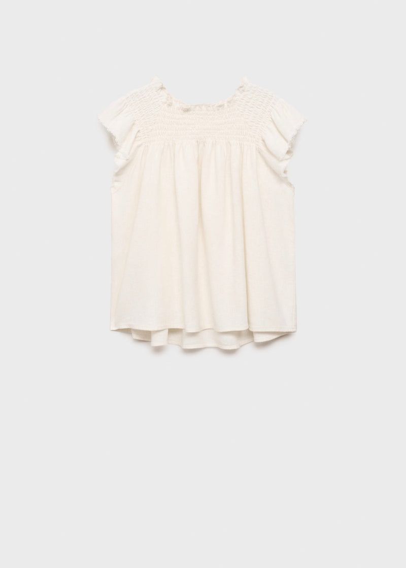 Chemisier À Volants En Lin Mélangé - Blanco Roto - Fille