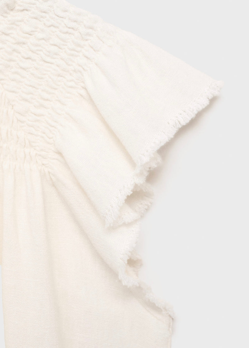 Chemisier À Volants En Lin Mélangé - Blanco Roto - Fille