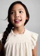 Chemisier À Volants En Lin Mélangé - Blanco Roto - Fille