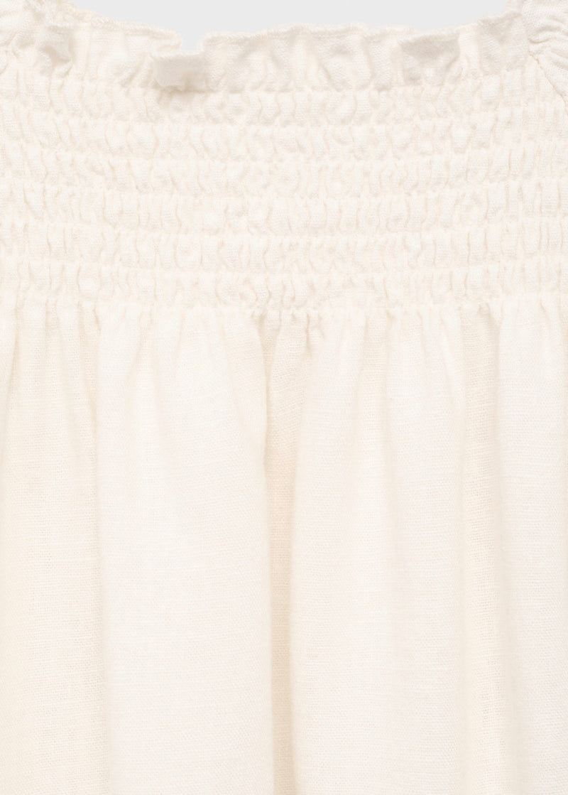 Chemisier À Volants En Lin Mélangé - Blanco Roto - Fille