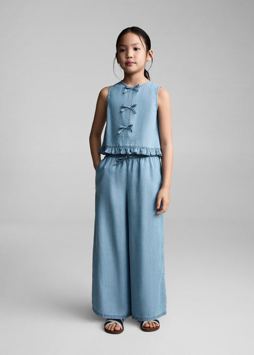 Blouse Fluide À Nœuds - Azul Medio - Fille