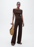 Straight Knit Trousers - Chocolate