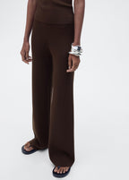 Straight Knit Trousers - Chocolate