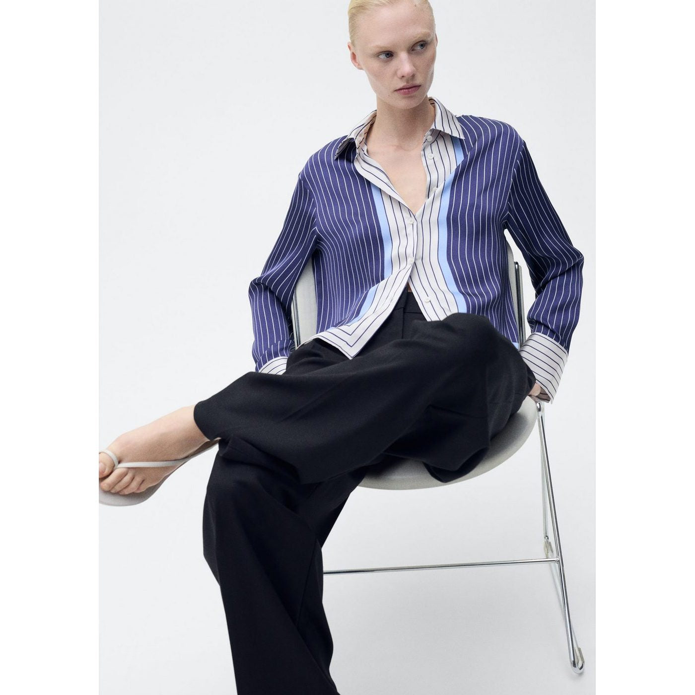 Chemise Satinée Rayures Combinées