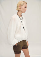 Veste Semi-Transparente Froncée - White