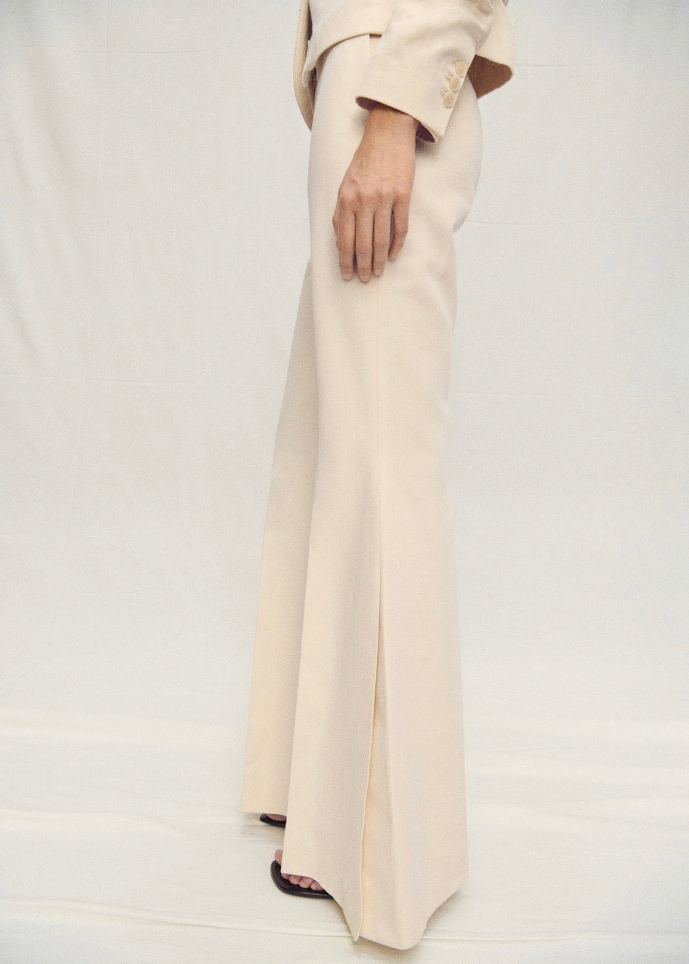 Pantalon De Costume Évasé En Lin Mélangé