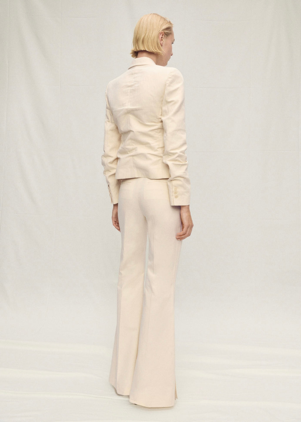 Pantalon De Costume Évasé En Lin Mélangé