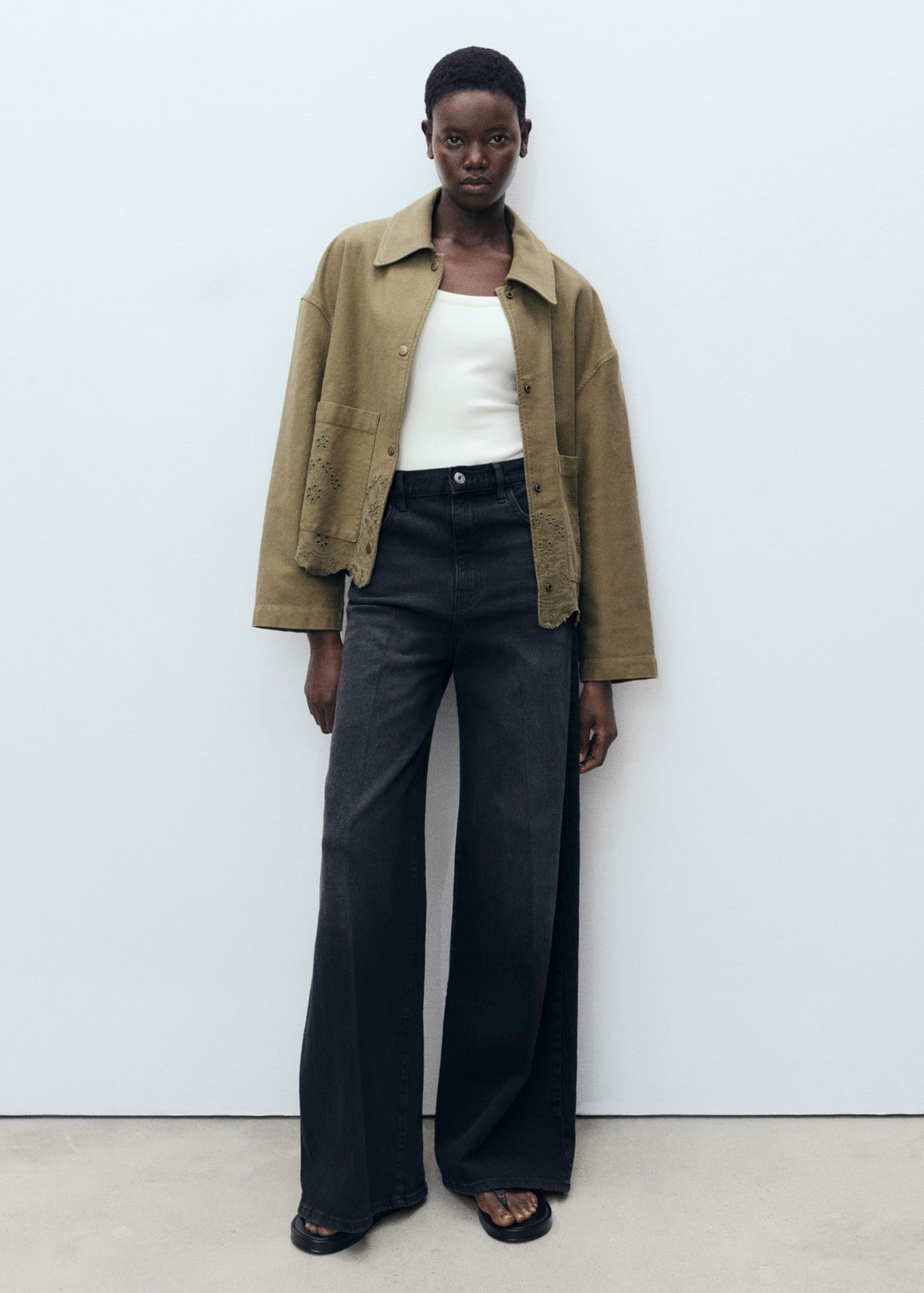Surchemise Coton Détails Ajourés - Khaki