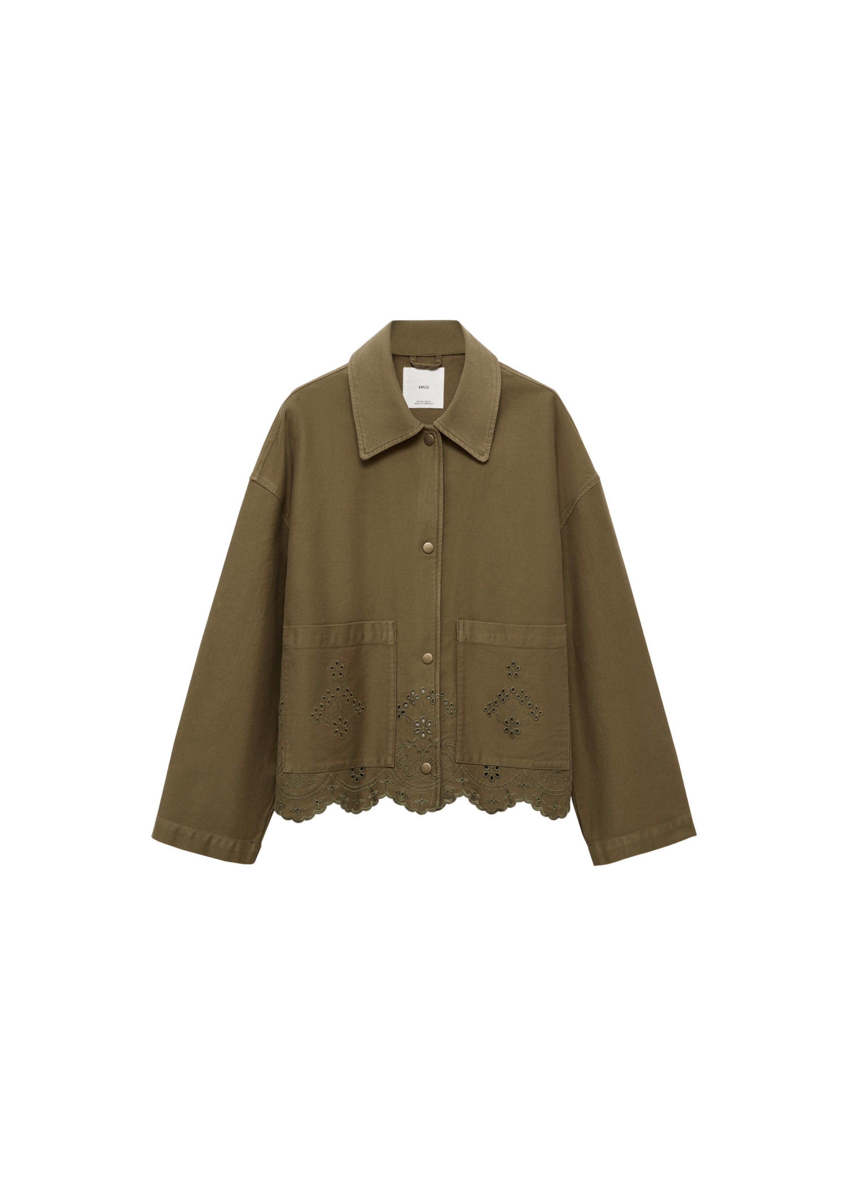 Surchemise Coton Détails Ajourés - Khaki