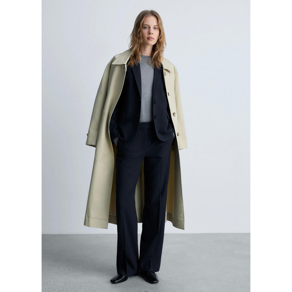 Fine Pinstripe Suit Trousers - Dark Navy