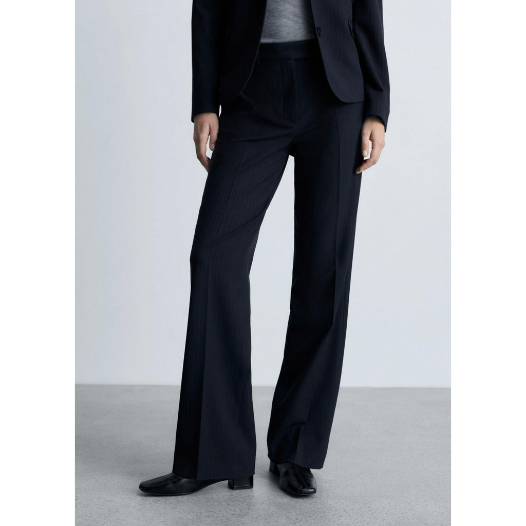 Fine Pinstripe Suit Trousers - Dark Navy