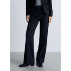 Fine Pinstripe Suit Trousers - Dark Navy