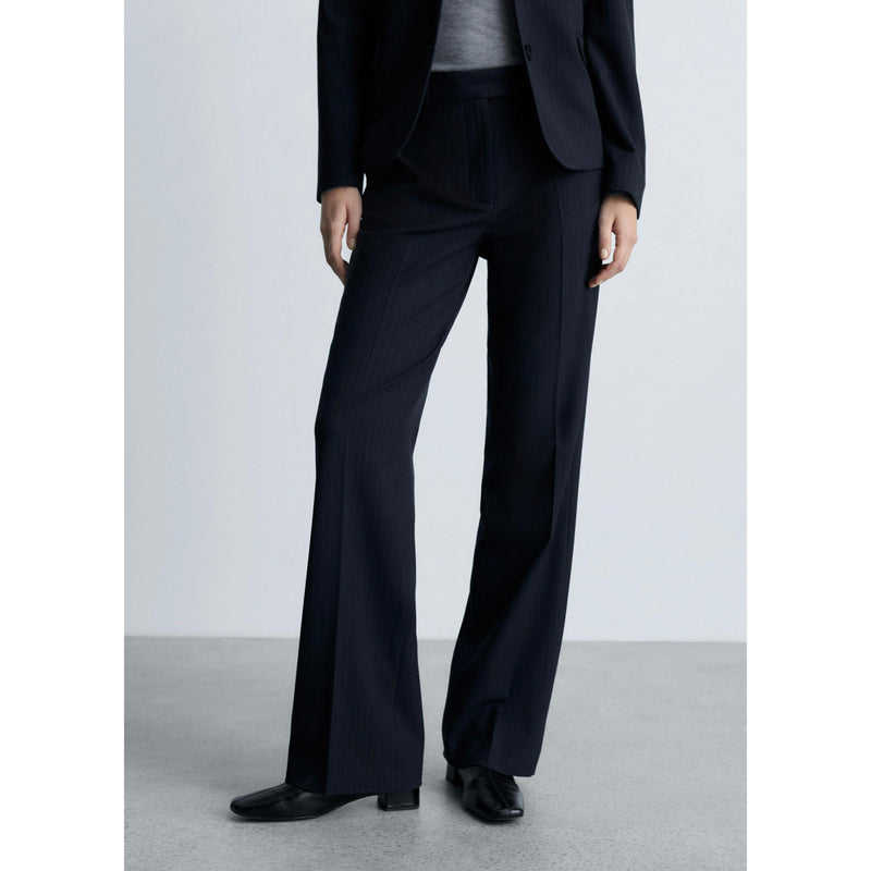 Fine Striped Suit Trousers - Dark Navy