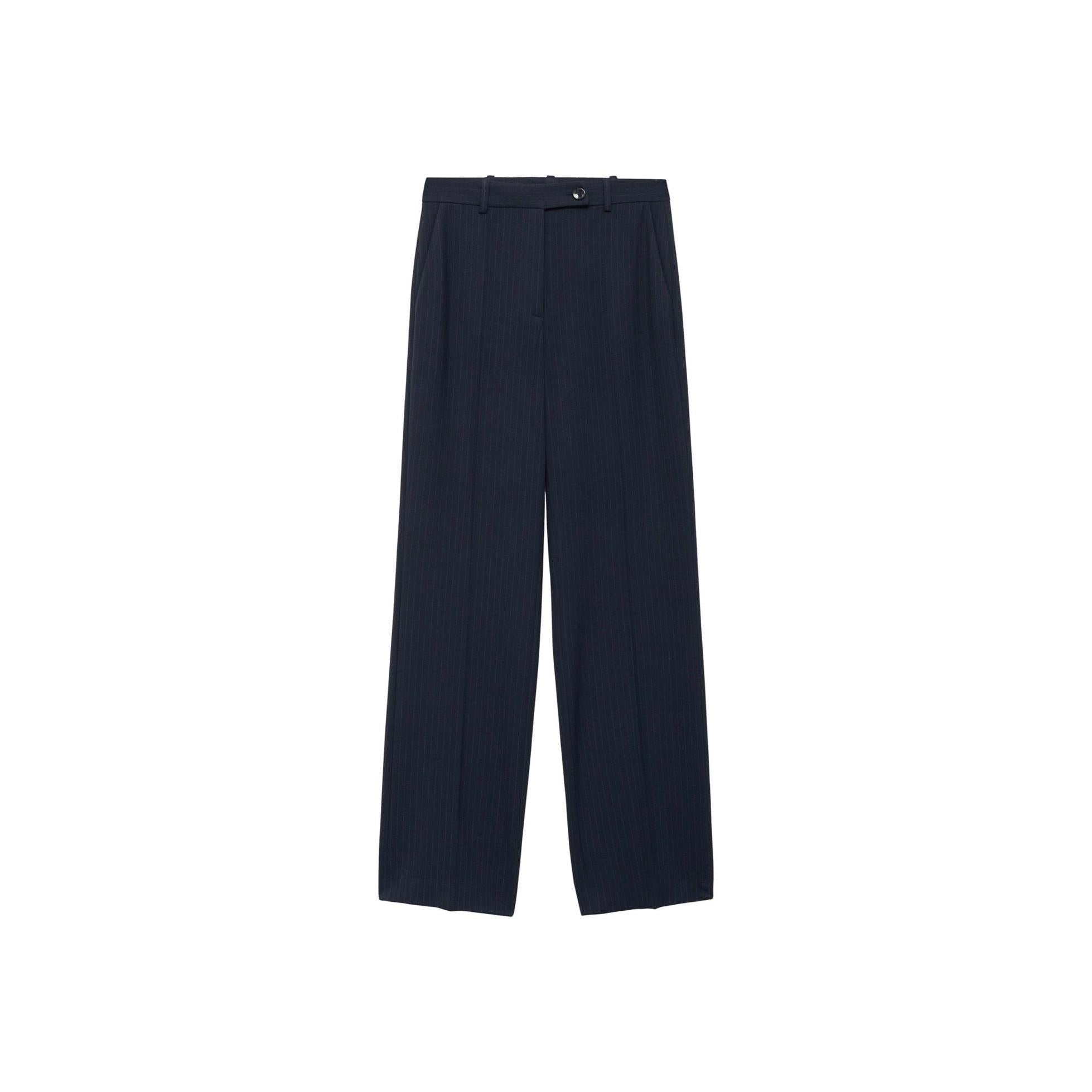 Fine Pinstripe Suit Trousers - Dark Navy
