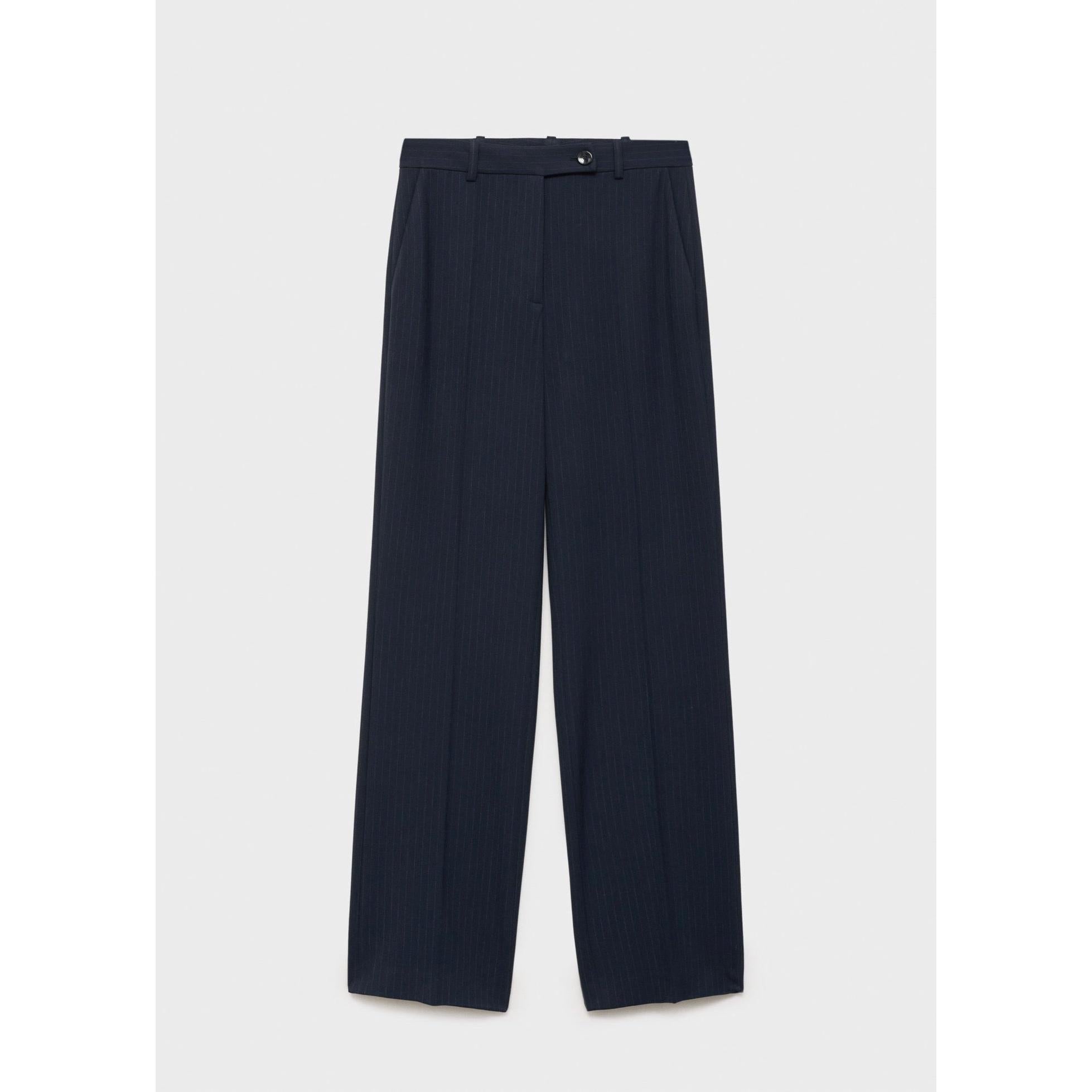 Fine Pinstripe Suit Trousers - Dark Navy