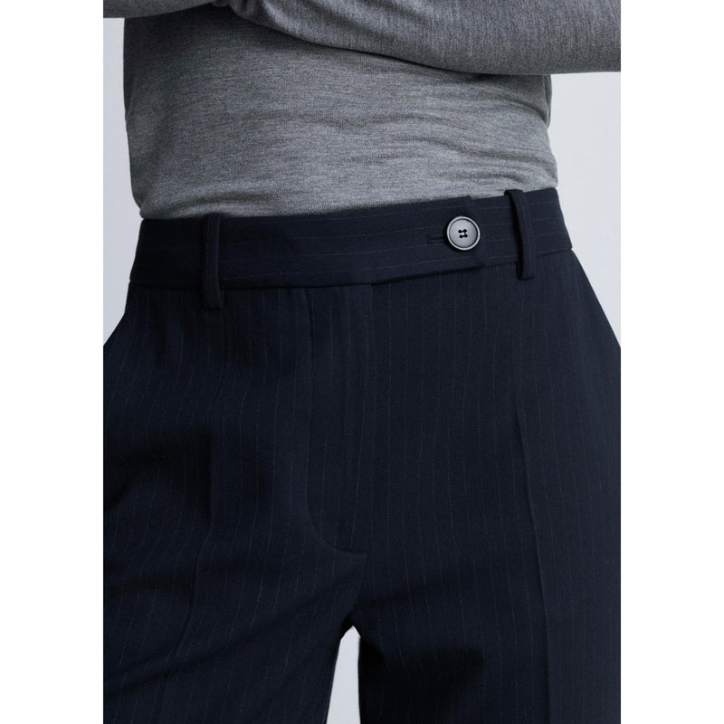 Fine Striped Suit Trousers - Dark Navy