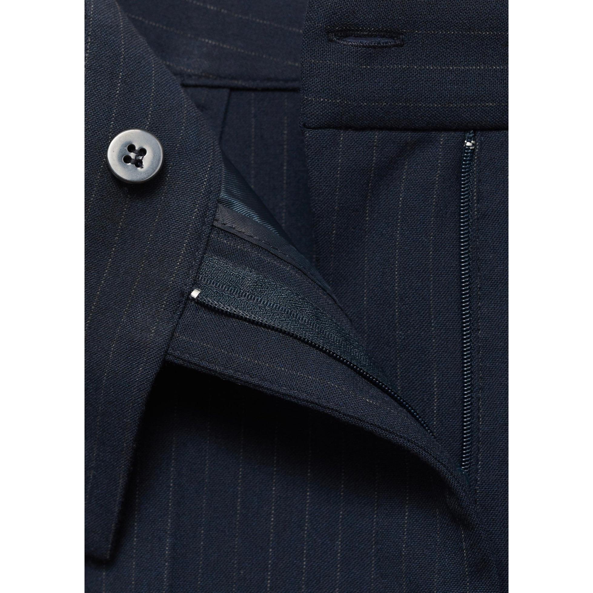 Fine Pinstripe Suit Trousers - Dark Navy