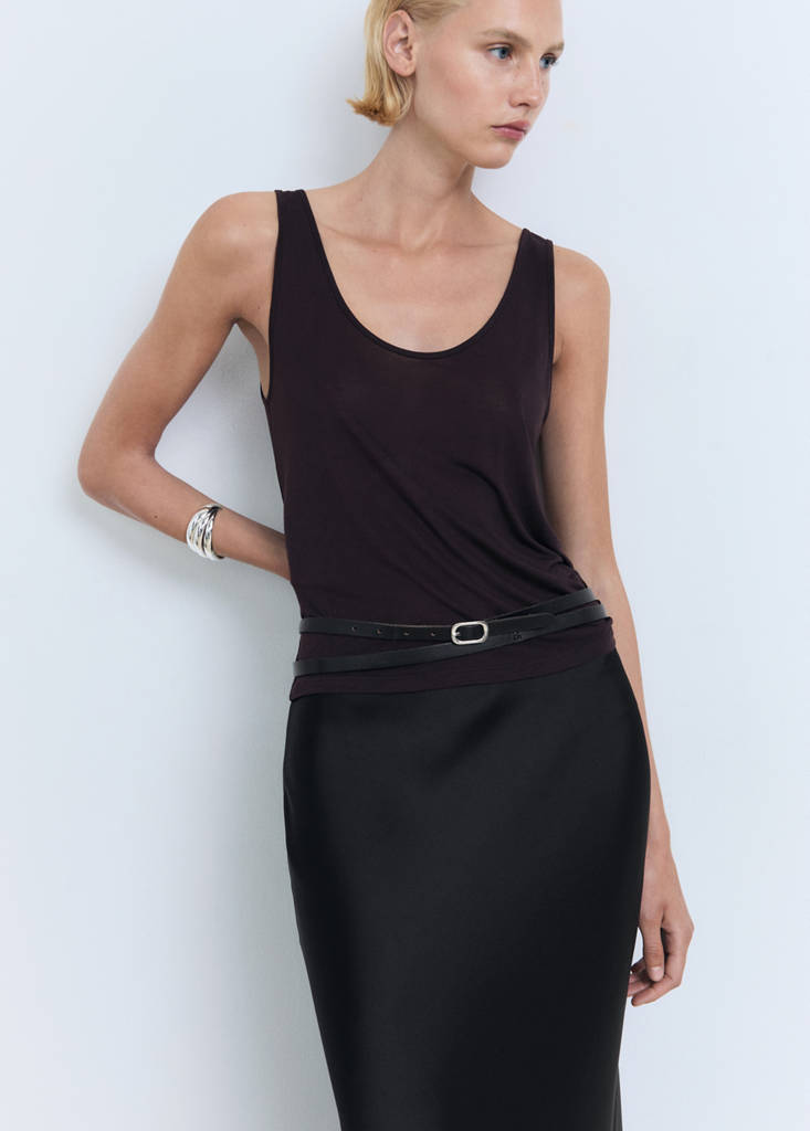 Jupe Midi Satinée